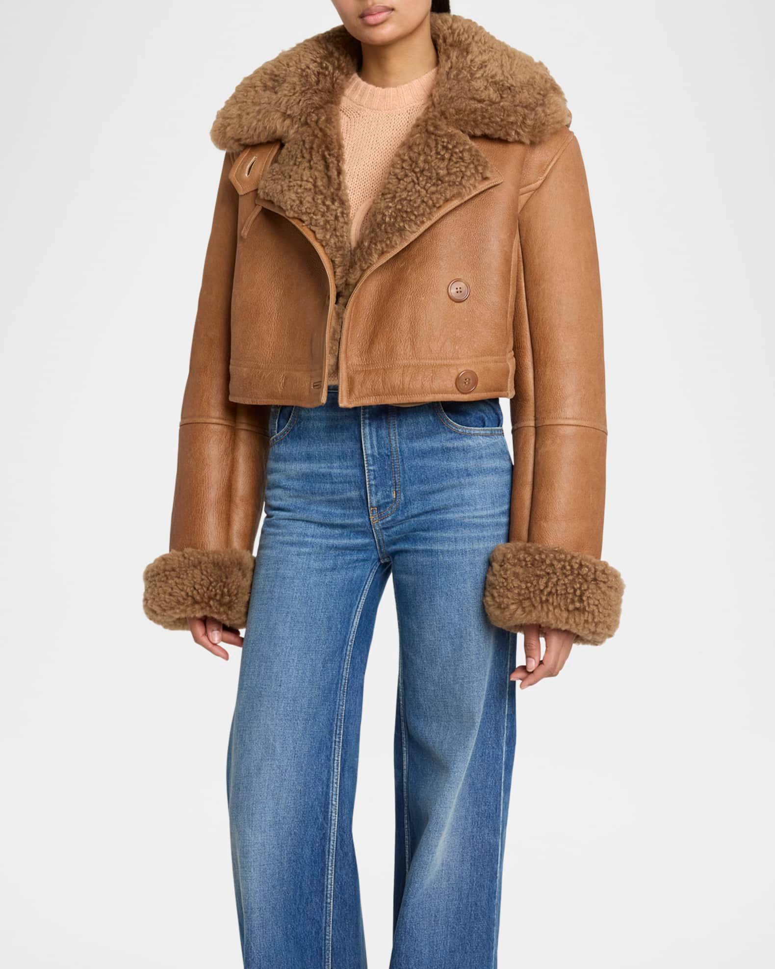 Lamb Shearling Crop Moto Jacket Product Image