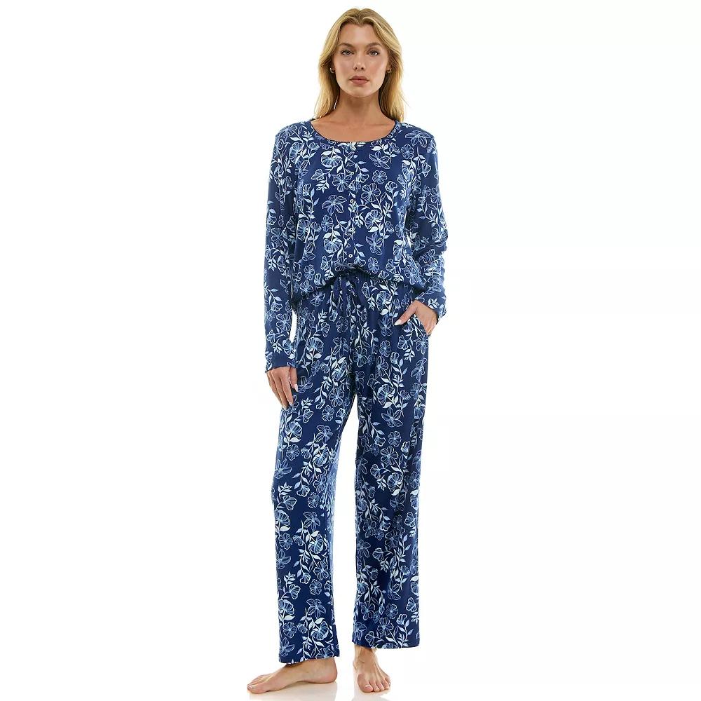 Women's Croft & Barrow® Valentine's Day Henley Long Sleeve Pajama Top & Pajama Pants Set,  Product Image