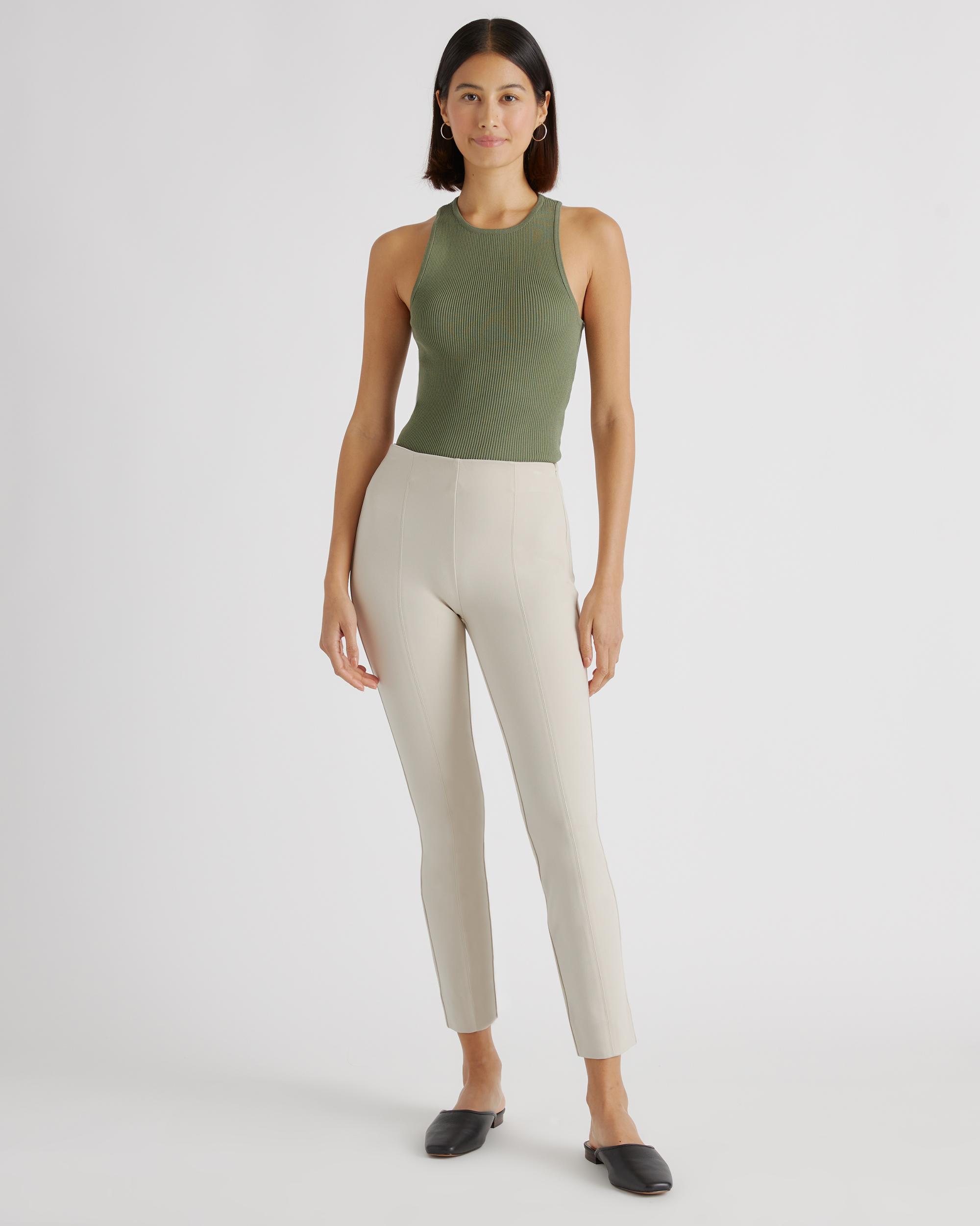 Quince | Women's Ultra-Stretch Ponte Pintuck Ankle Pants Rayon Product Image