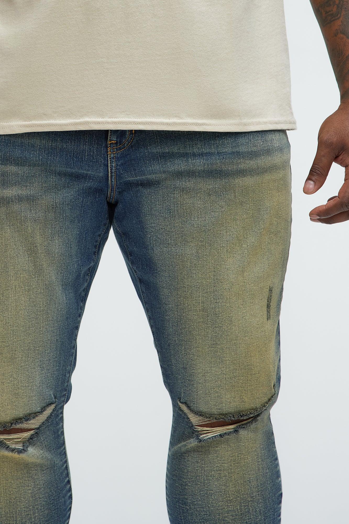 Straight Forward Ripped Skinny Jeans - Vintage Blue Wash Product Image