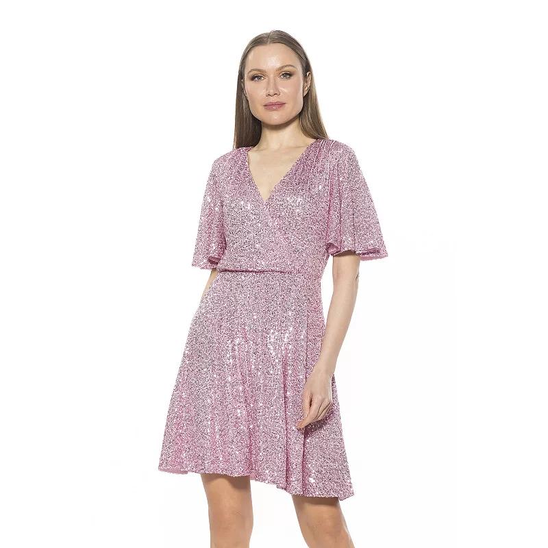 Women's ALEXIA ADMOR Oakless Flutter Sleeve Fit & Flare Dress,  Product Image