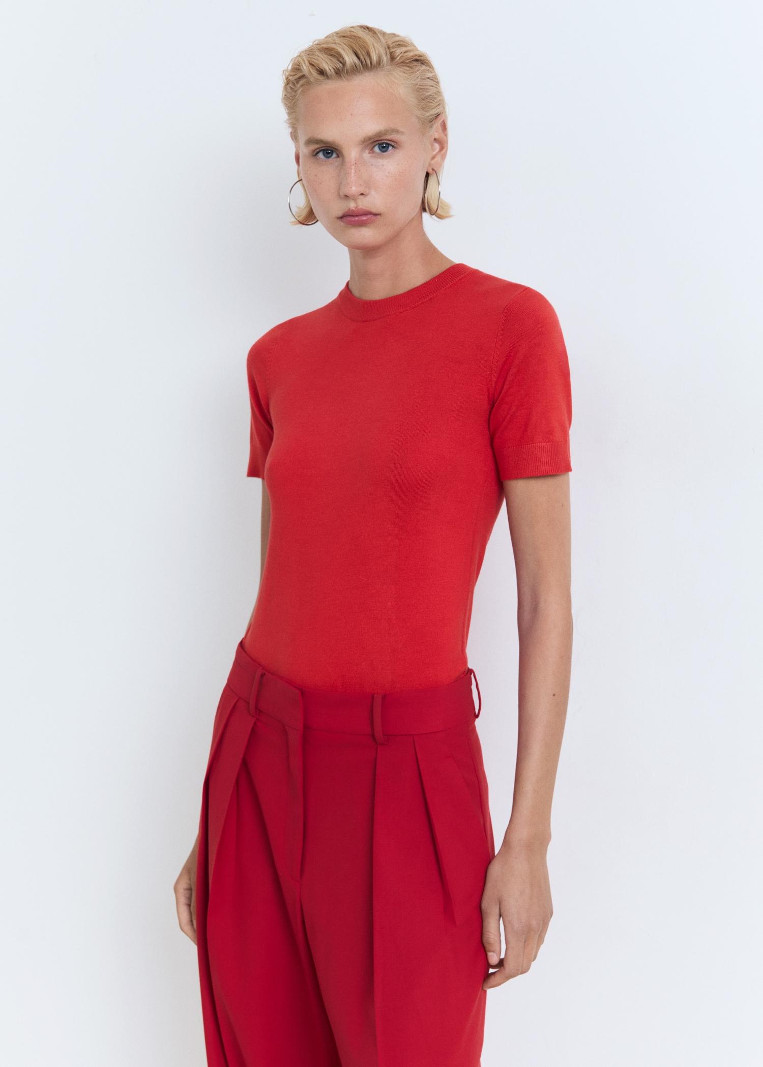 Short-sleeved fine-knit sweater - Women | MANGO USA Product Image