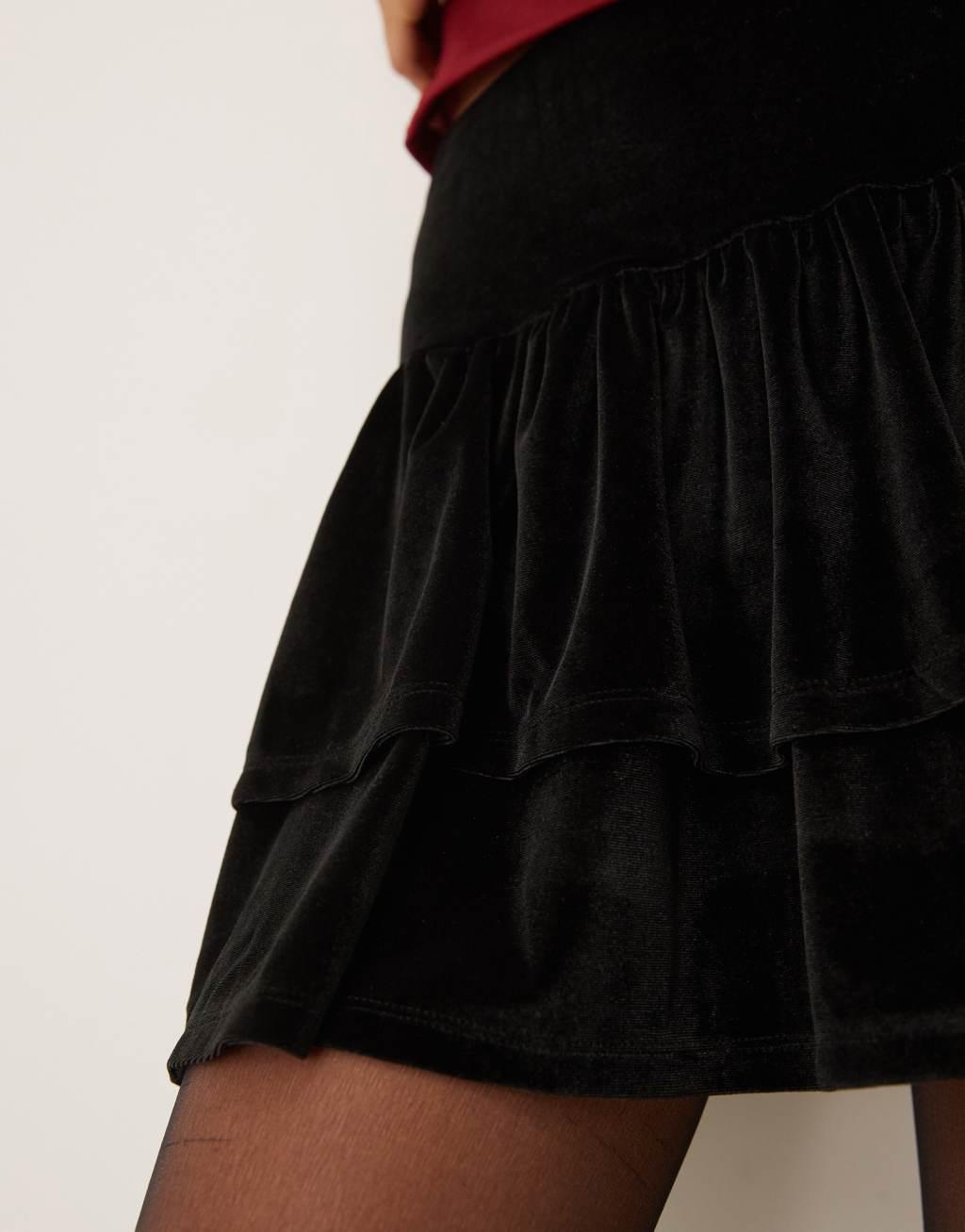 ASOS DESIGN velvet rara mini skirt in black Product Image