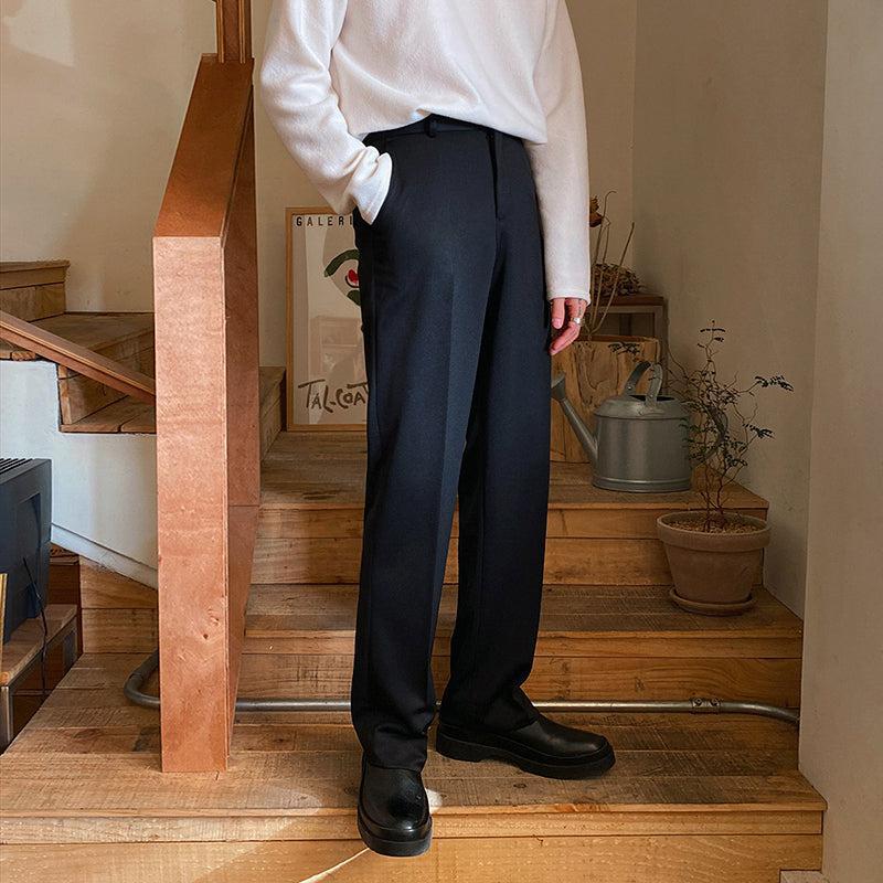 RT No. 3202 BLACK WIDE STRAIGHT PANTS Product Image