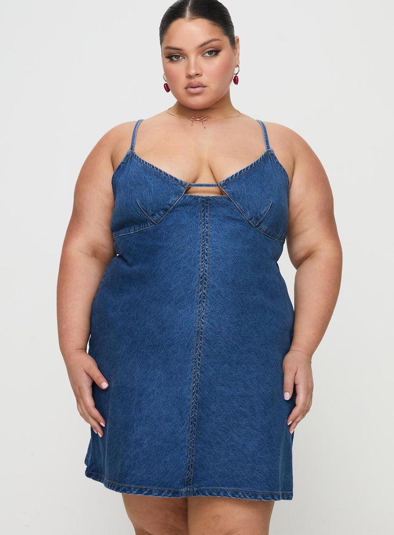 Arwen Denim Mini Dress Blue Curve Product Image