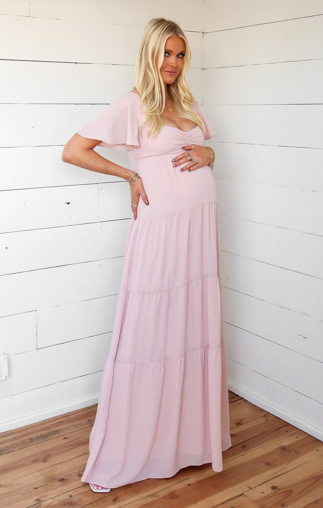 Nicole Maxi Dress ~ Dusty Blush Crisp Product Image