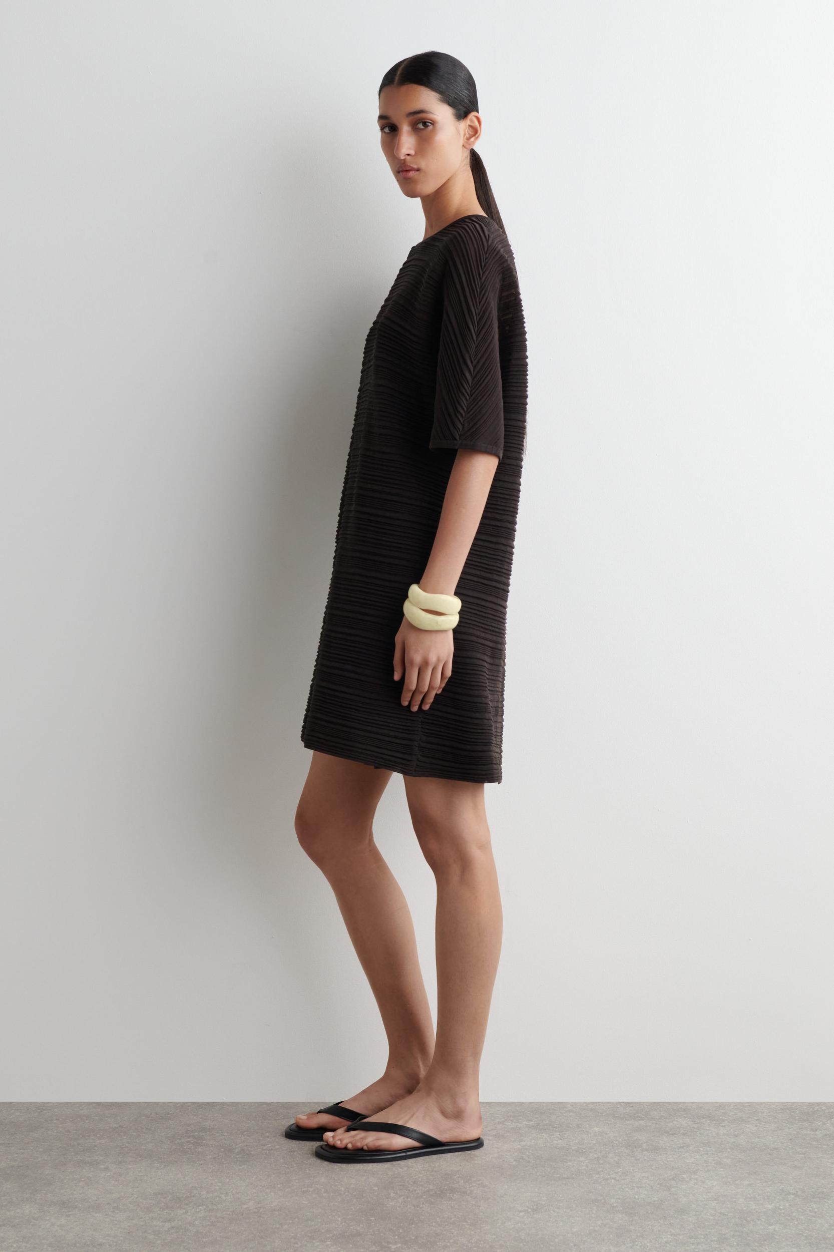 PLEATED KNIT MINI DRESS Product Image
