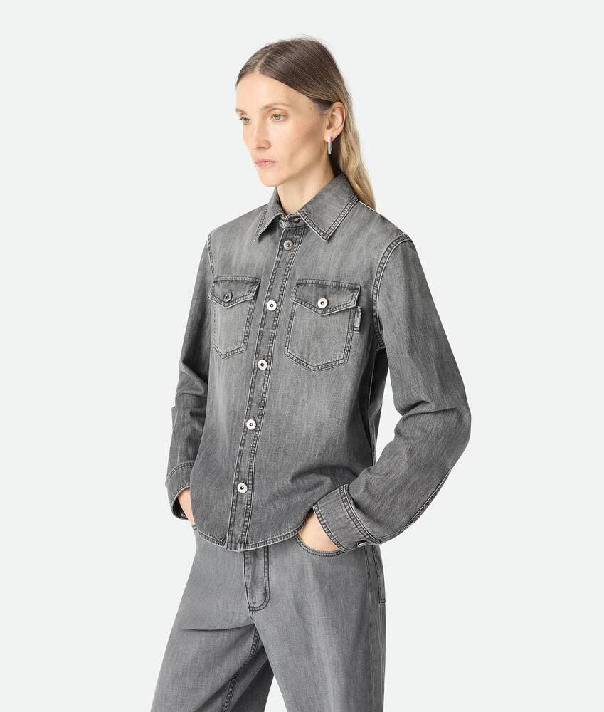 Women's Black Denim Shirt in Washed black Product Image