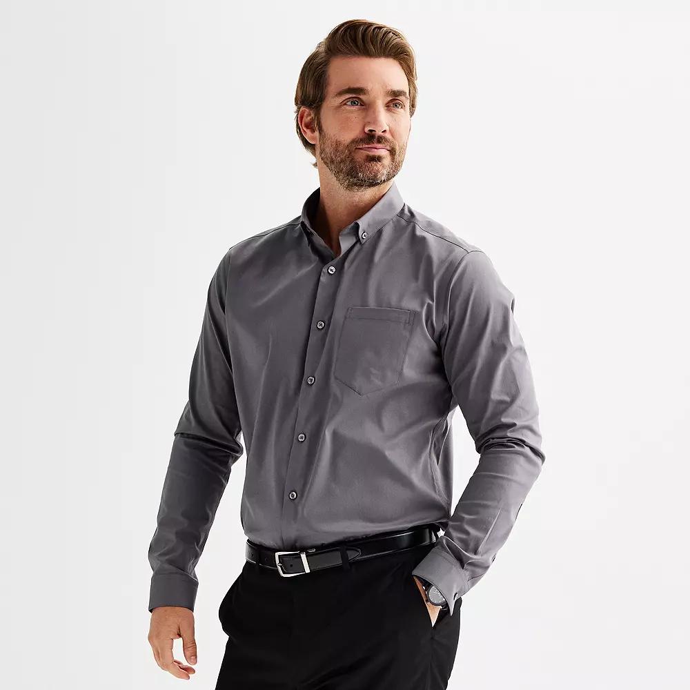 Men's Apt. 9® Wrinkle Free Regular-Fit Button Down Collar Dress Shirt,  Product Image