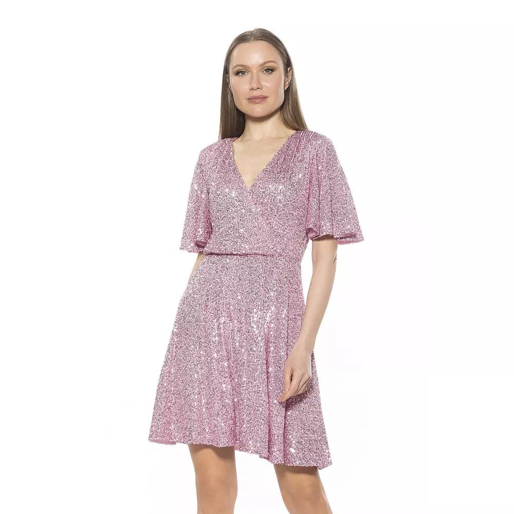 Women's ALEXIA ADMOR Oakless Flutter Sleeve Fit & Flare Dress,  Product Image