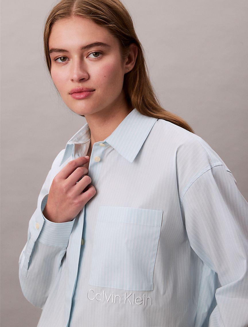 Cropped Boxy Button-Down Shirt  Product Image