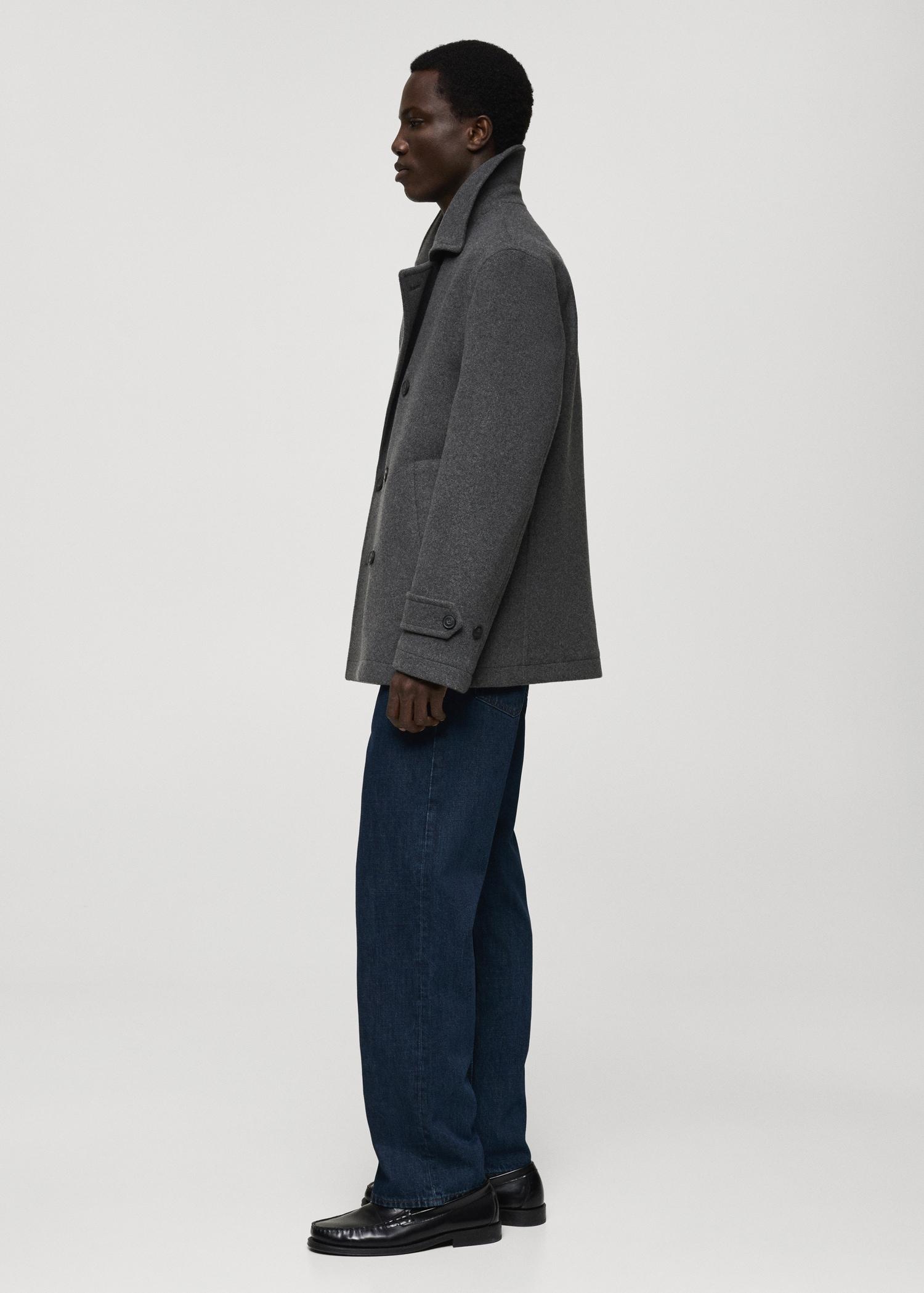 Wool double-breasted coat - Men | MANGO USA Product Image