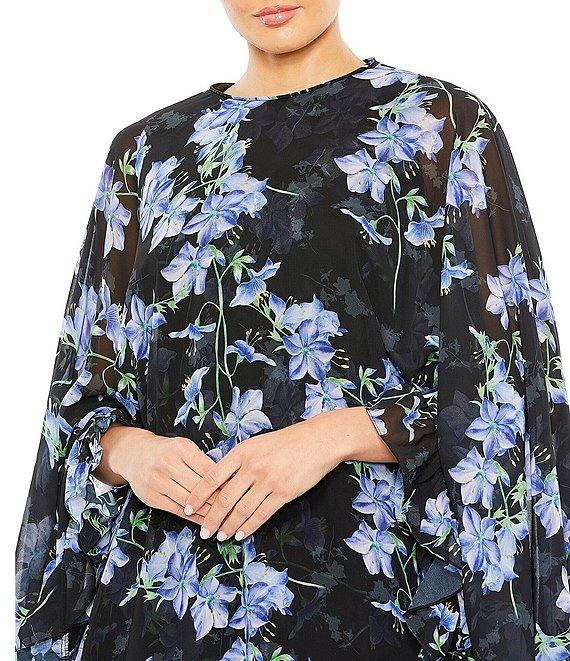 Mac Duggal Floral Print Sleeveless Cape Back Mini Dress Product Image