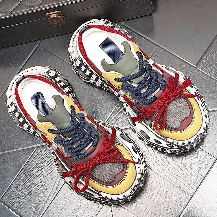 Platform Mesh Panel Lace-Up Mule Sneakers Product Image