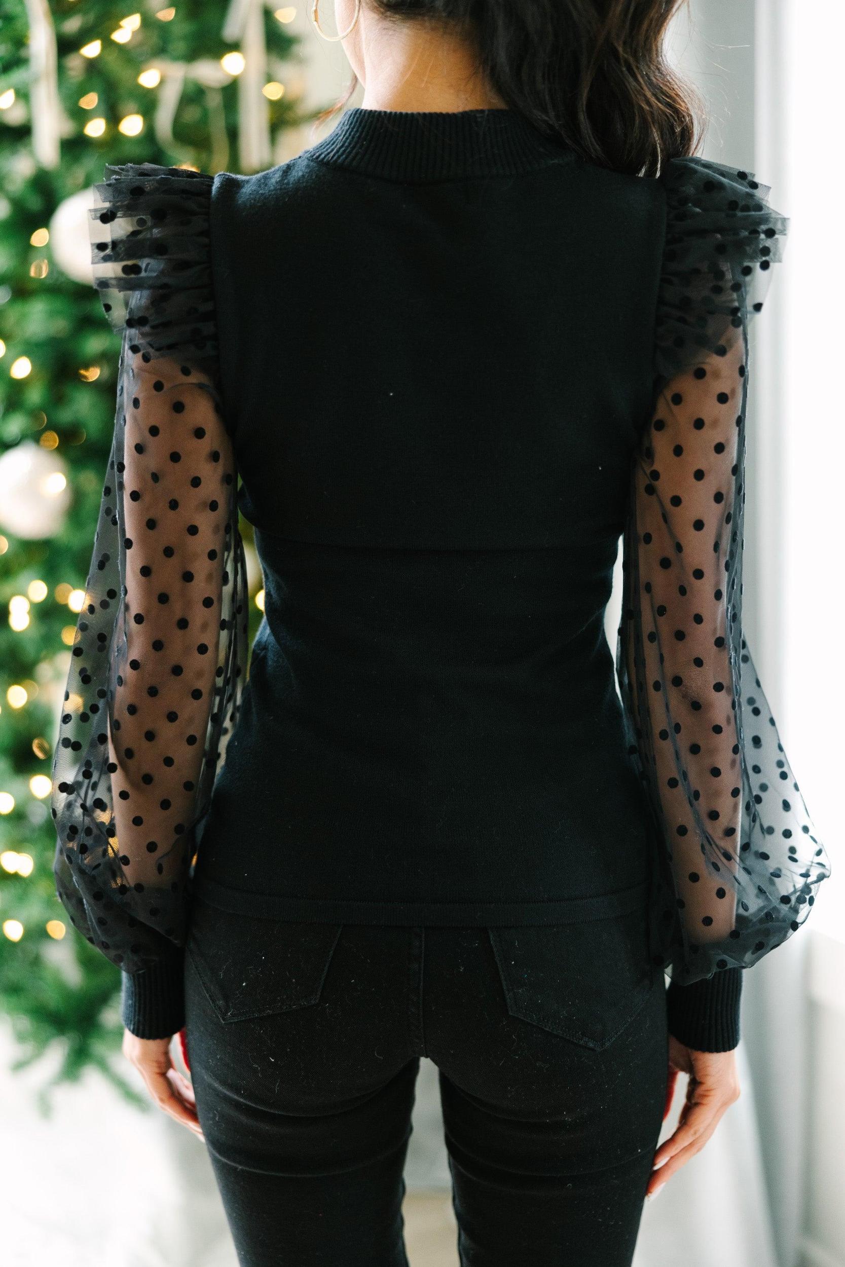 Always Included Black Ruffled Blouse Female Product Image