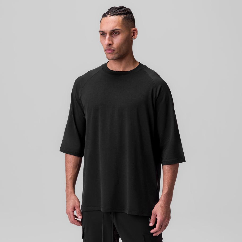 1086. Supima® 3/4-Sleeve Oversized Tee - Black Product Image