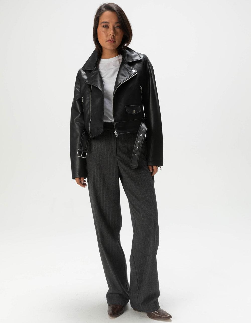 JJXX Jose Womens Faux Leather Biker Jacket - BLACK Product Image