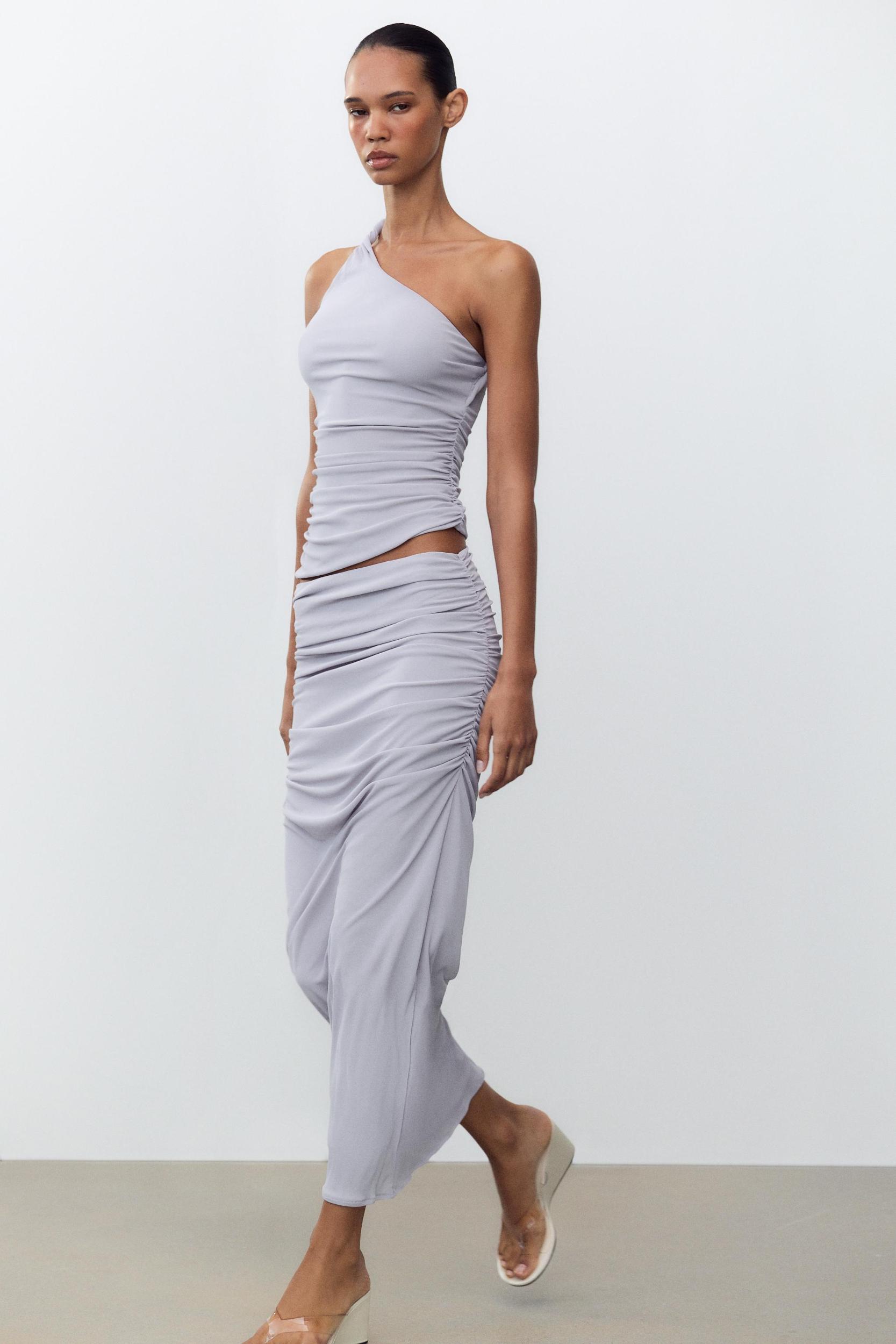 LINEN SKIRT WITH RUCHING Product Image