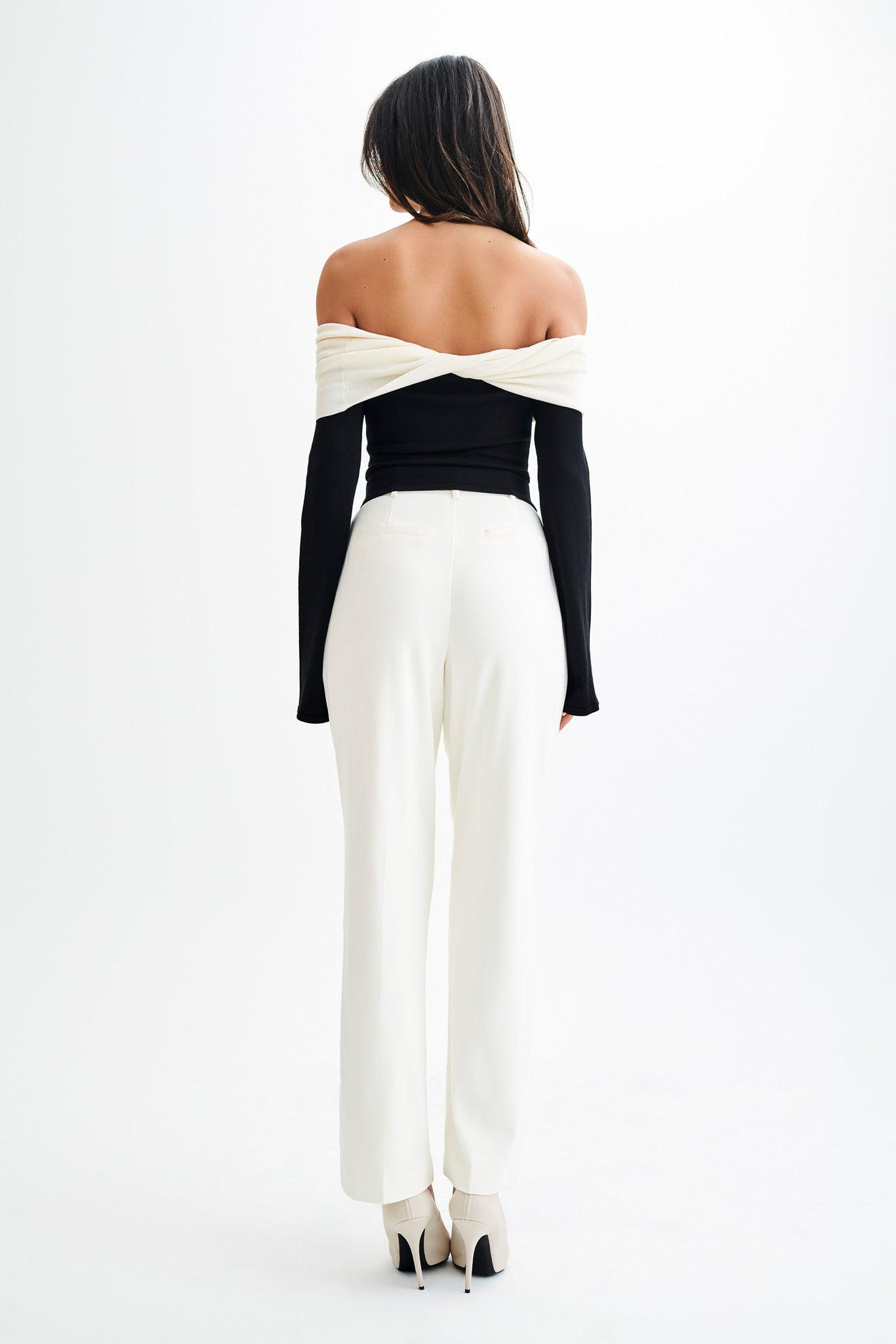 Yoko Contrast Overlay Knit Top - Black/White Product Image