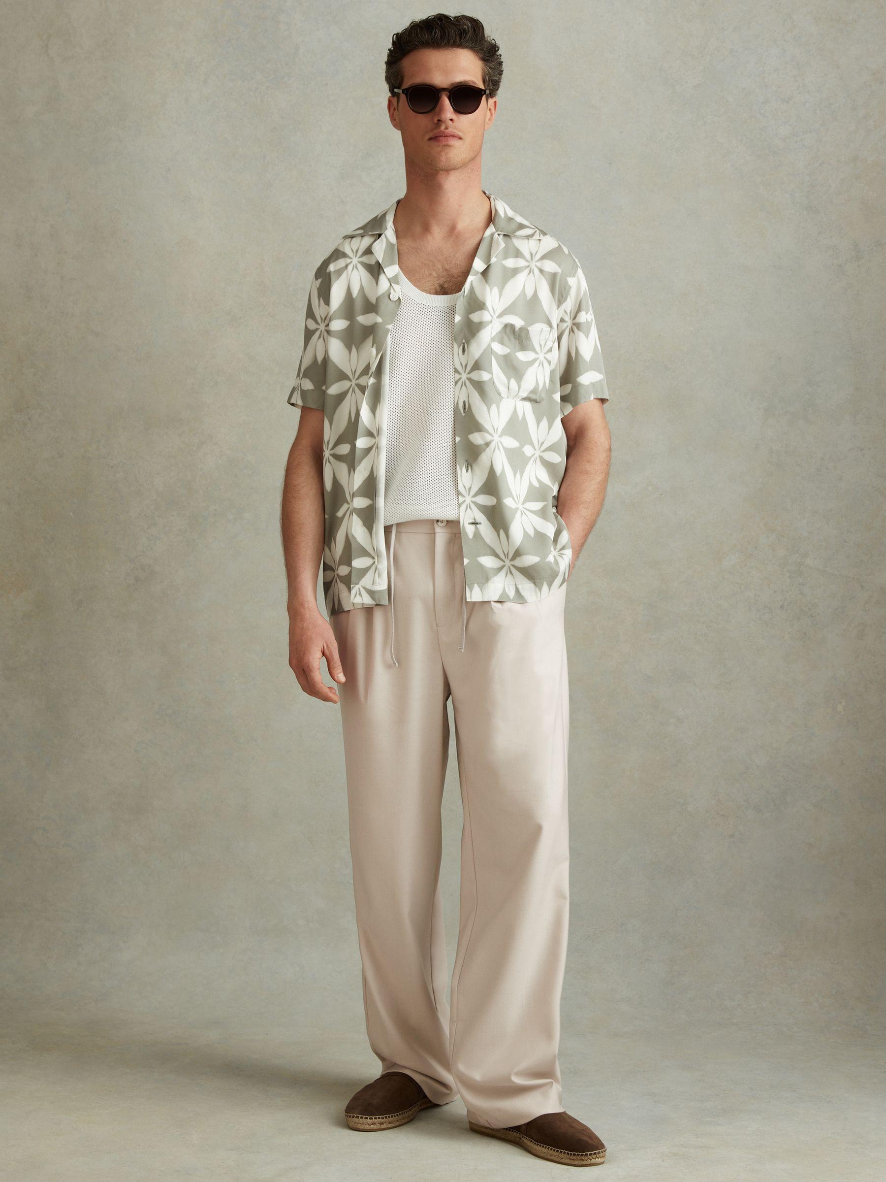 Relaxed Twill Drawstring Trousers in Stone Product Image