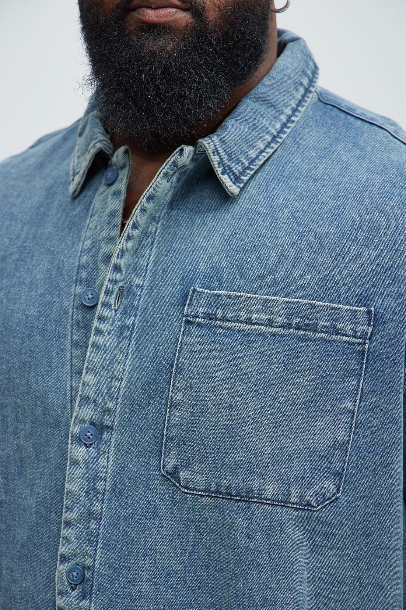 Hatton Denim Button Up Shirt - Medium Blue Wash Product Image