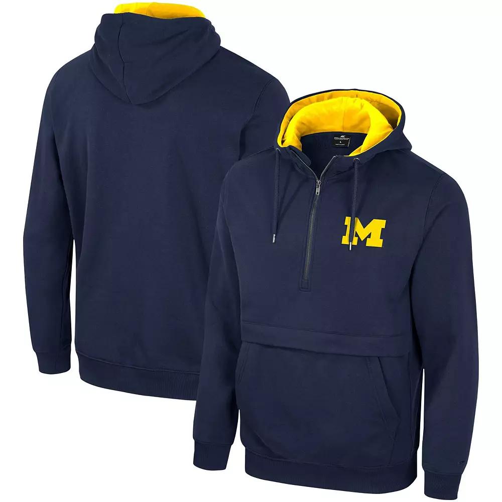Men's Colosseum Navy Michigan Wolverines Half-Zip Hoodie,  Product Image