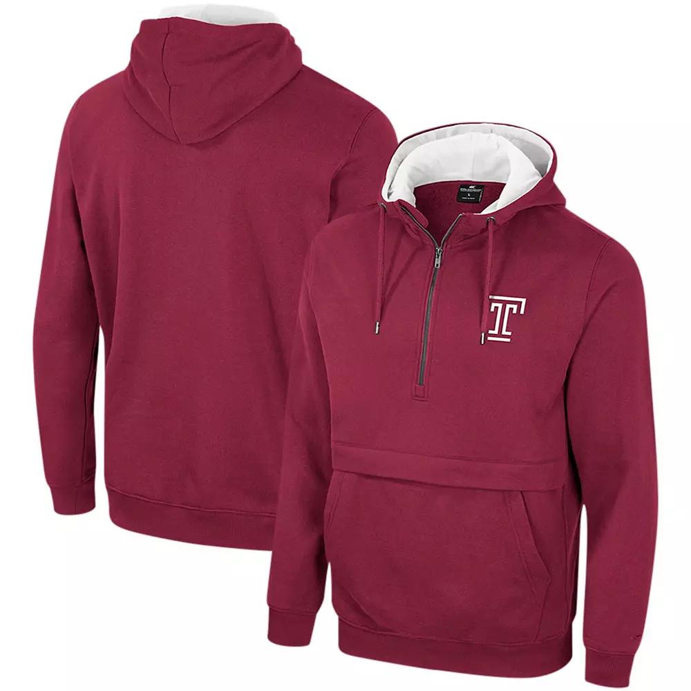 Men's Colosseum Garnet Temple Owls Team Half-Zip Pullover Hoodie,  Product Image