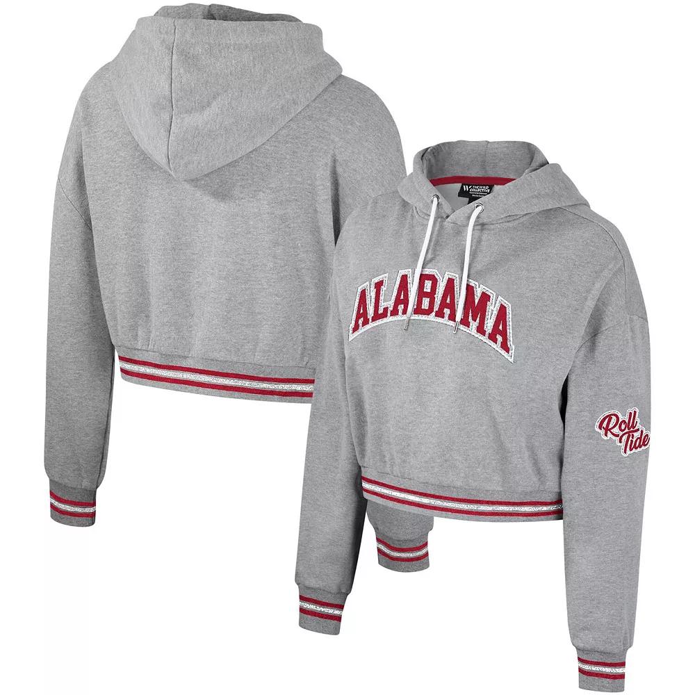 Women's The Wild Collective Heather Gray Alabama Crimson Tide Cropped Shimmer Pullover Hoodie, Size: 2XL, Grey Product Image