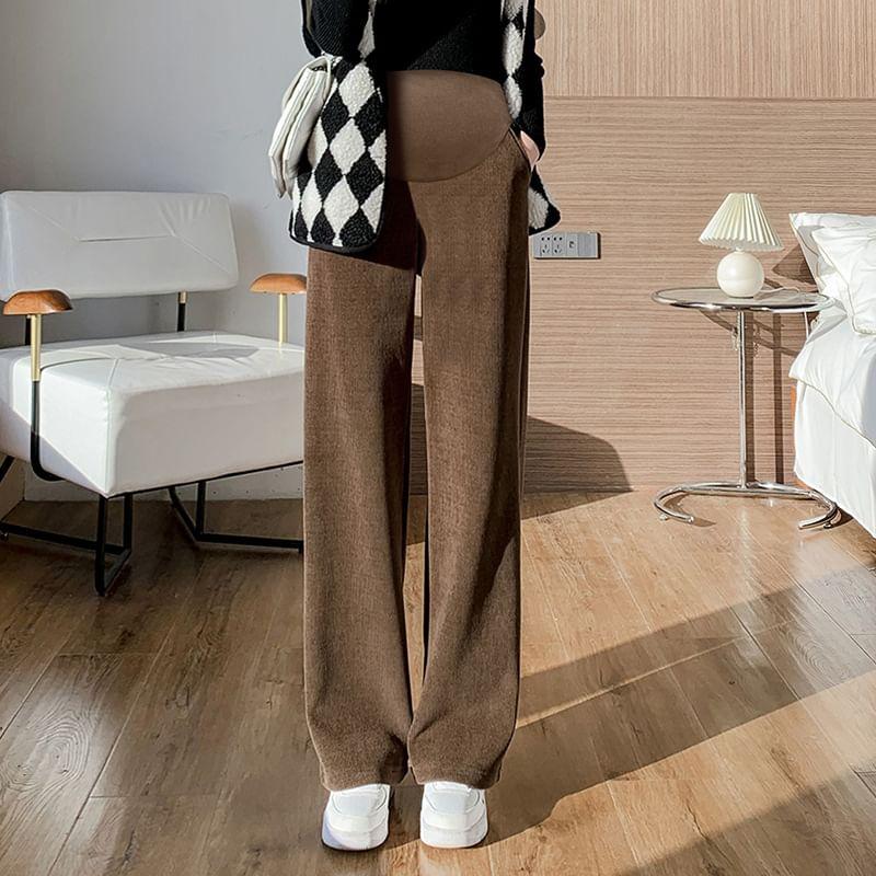 Maternity High Rise Plain Wide Leg Pants Product Image