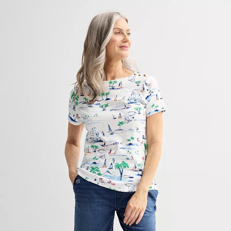 Women's Croft & Barrow® Button Shoulder Tee,  Product Image