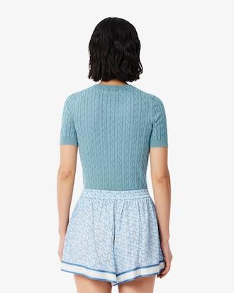 Women's Wash Effect Cable Knit Sweater Product Image