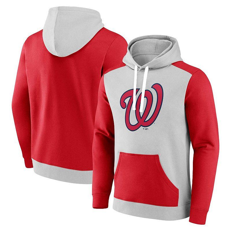 Men's Fanatics Branded Gray/Red Washington Nationals Arctic Pullover Hoodie, Size: Medium, Grey Product Image