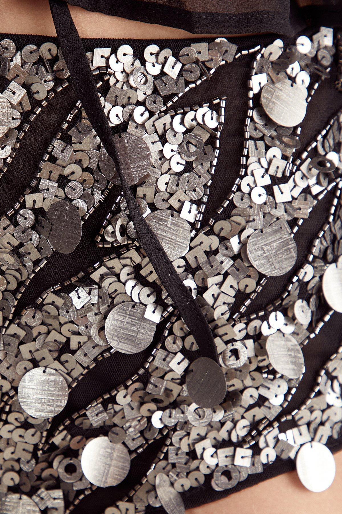 Hand Embellished Zebra Mixed Disc Sequin Booty Short Product Image