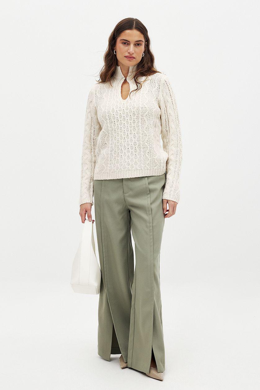 High Waist Slit Suit Trousers Product Image