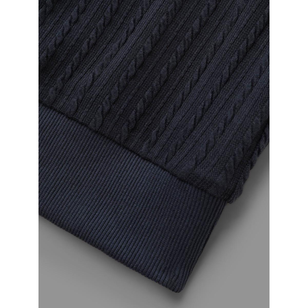 Plus Size Floral Embroidered Sleeves Sweatshirt Women Indigo Casual Texture Round Neck Everyday Sweatshirts BloomChic 10/M Product Image