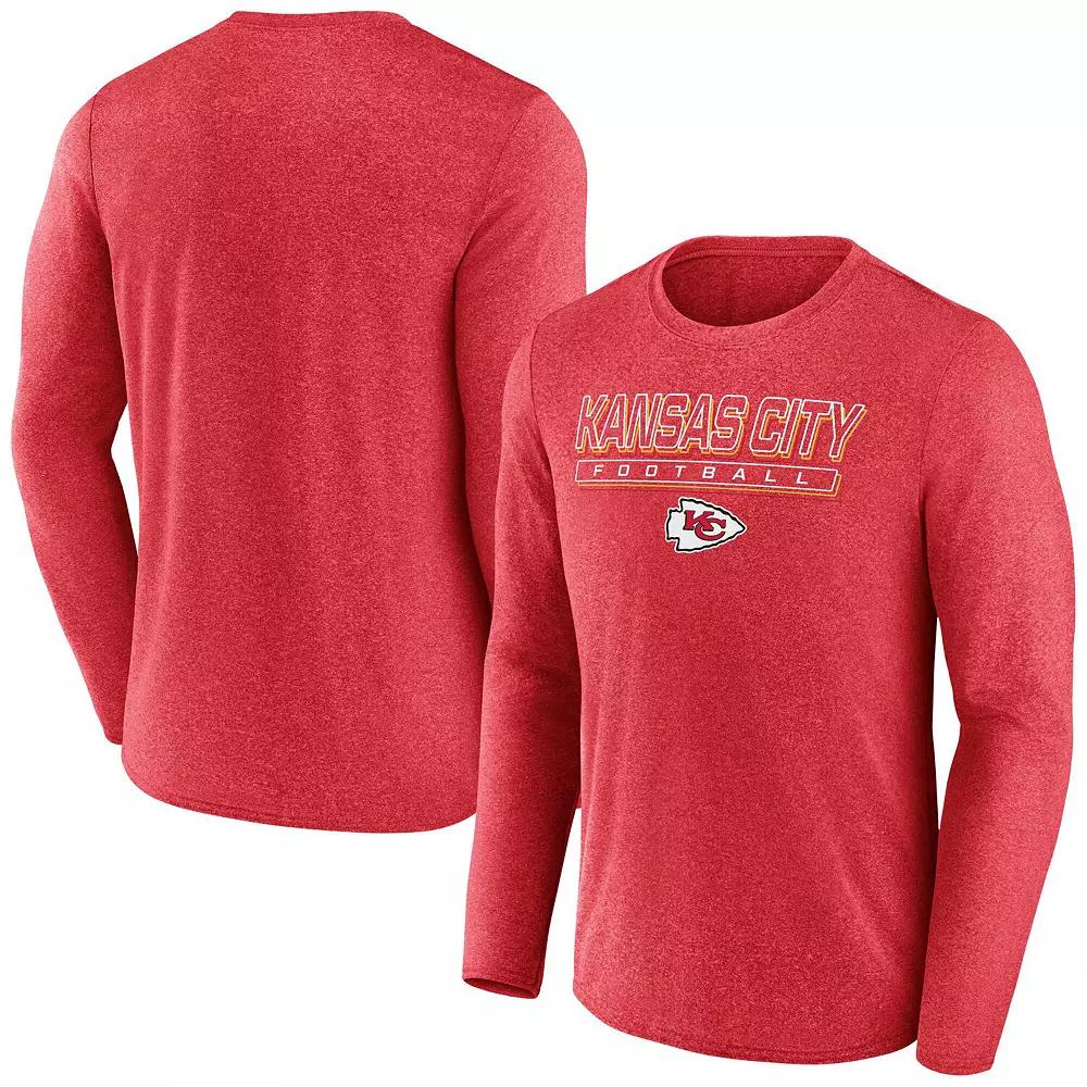 Men's Fanatics Heather Red Kansas City Chiefs Fundamentals Long Sleeve T-Shirt,  Product Image