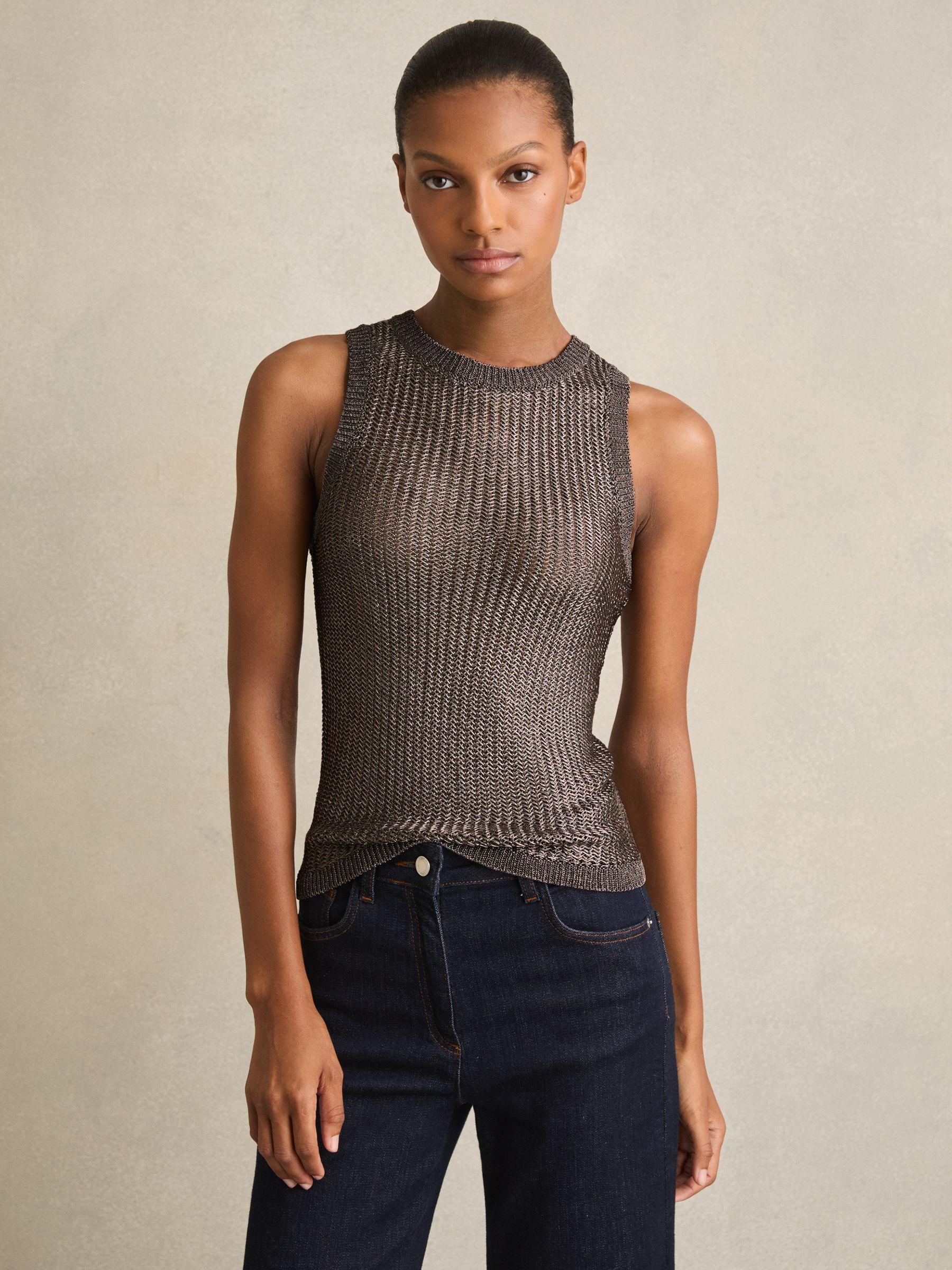 Metallic Knit Vest in Gunmetal Product Image