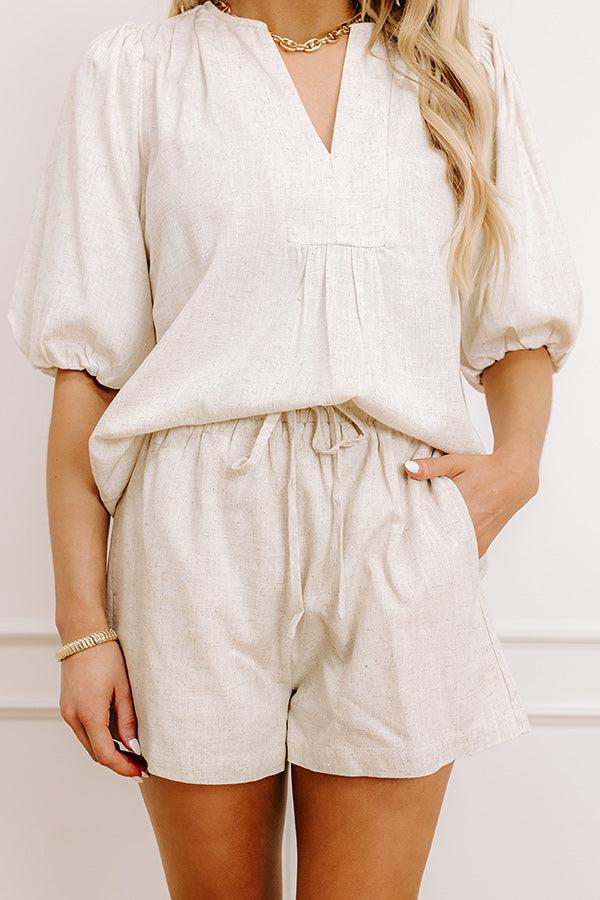 Oceanside Bliss High Waist Linen-Blend Shorts Product Image