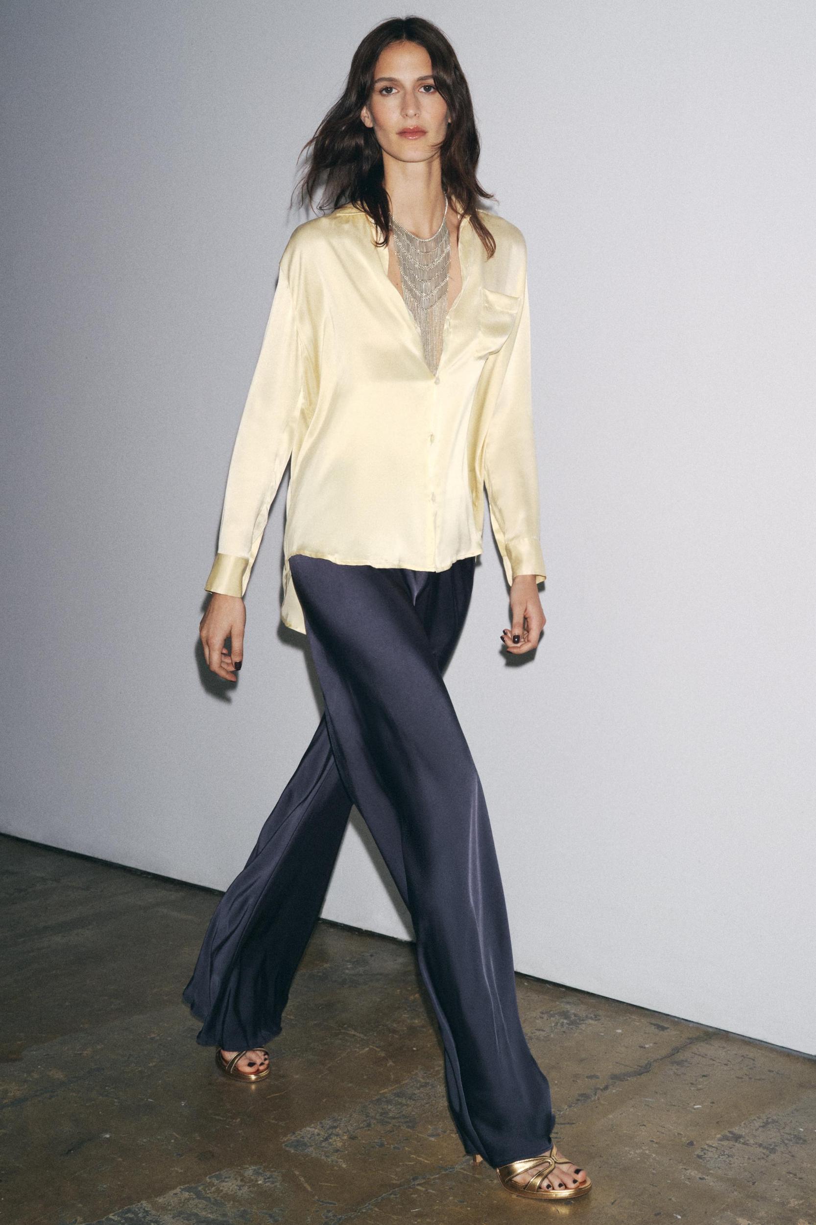 ZW COLLECTION SATIN FLARE PANTS Product Image