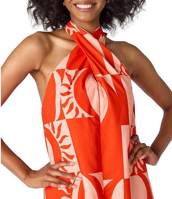 CROSBY by Mollie Burch Cleo Printed Crisscross Halter Neck Self Tie Sleeveless Maxi Dress Product Image
