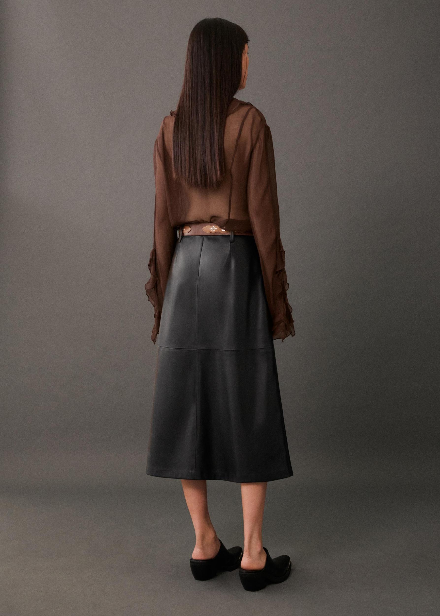 Leather-effect midi-skirt - Women | MANGO USA Product Image
