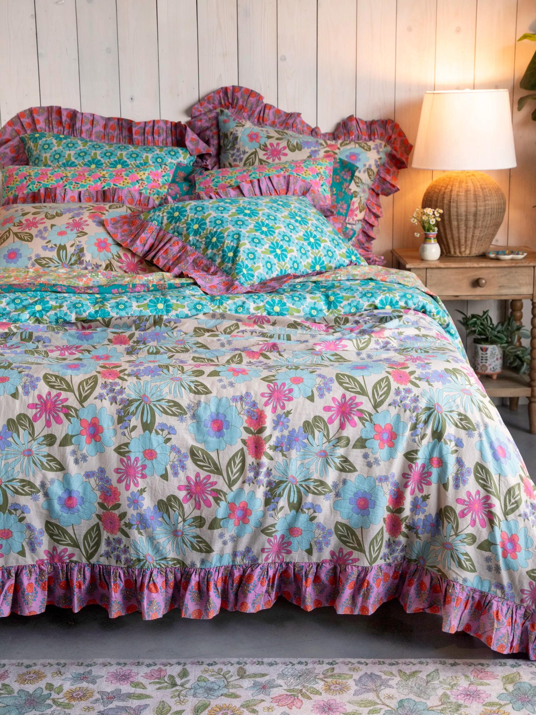 So Soft Cotton Reversible Duvet Cover - Retro Blooms Product Image