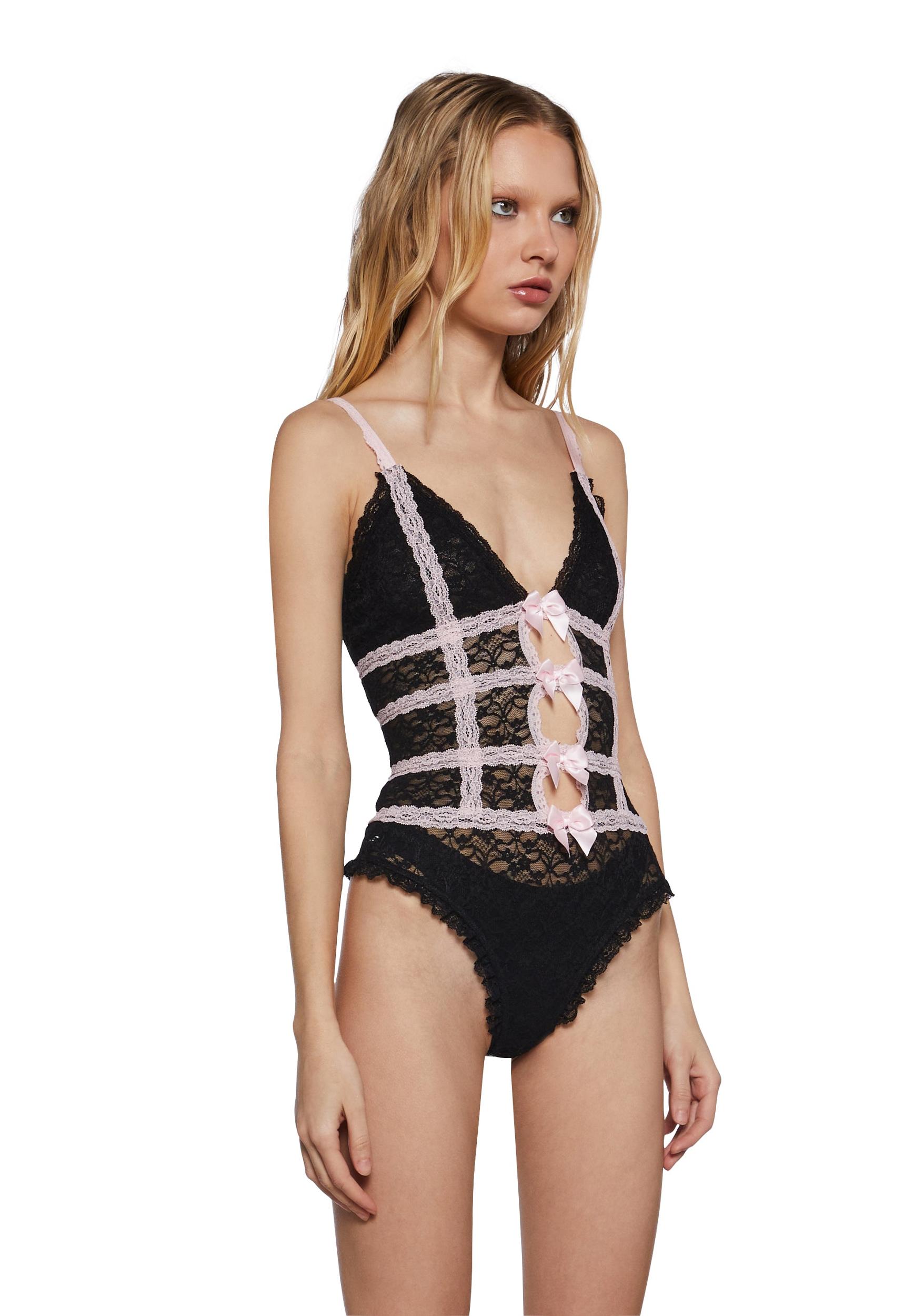 Womens Lace Bodysuit With Ribbons Generation Kiss - Black Product Image