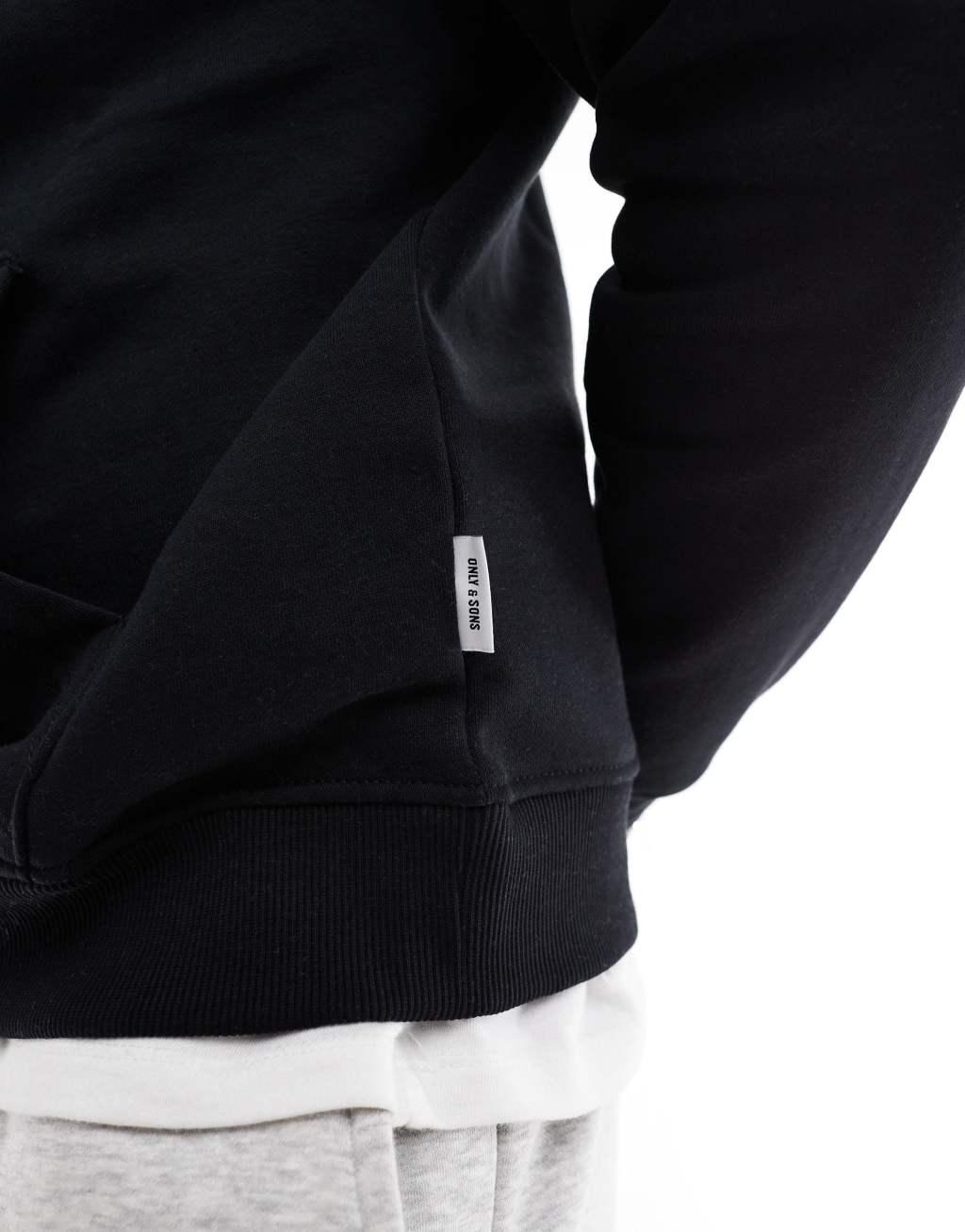 Only & Sons hoodie in black Product Image