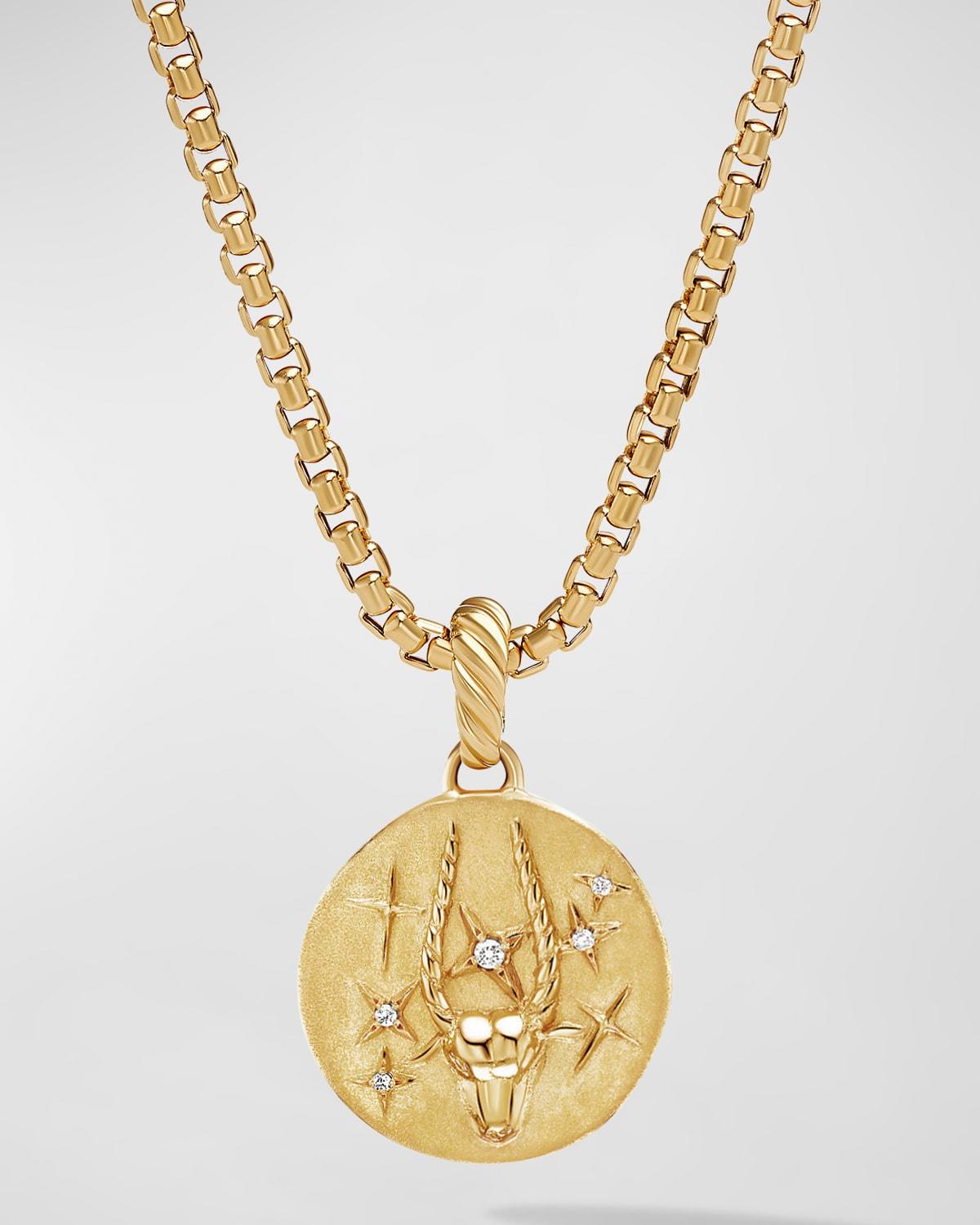 Womens Zodiac Amulet in 18K Yellow Gold with Diamonds Product Image