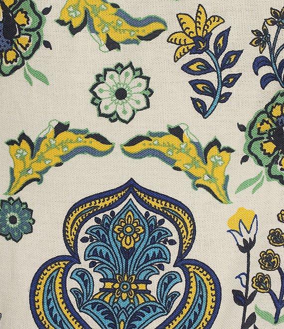 Anne Klein Linen Blend Floral Print Square Neck Short Sleeve Sheath Mini Dress Product Image