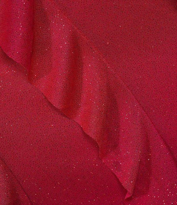 Honey and Rosie Spaghetti Strap Sleeveless Sheer Ruffle Glitter Jersey Dress Product Image