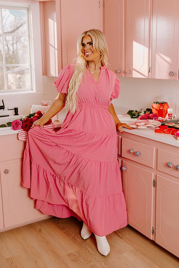 Simply Sweet Maxi Dress in Pink Curves Product Image