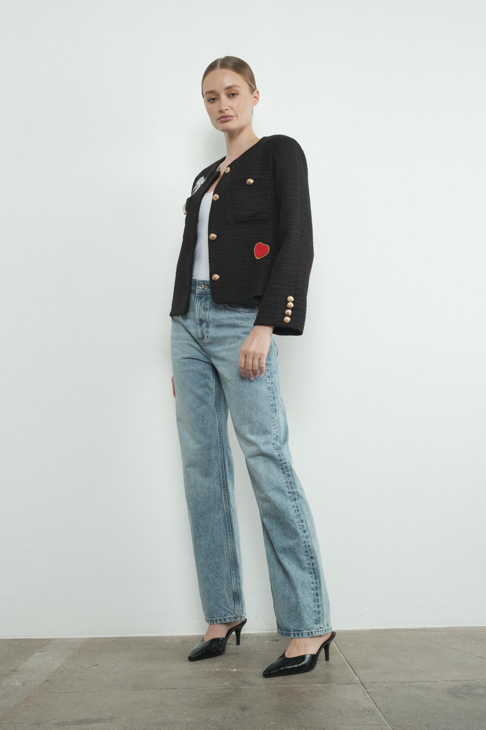 Cute Patch Tweed Jacket Product Image