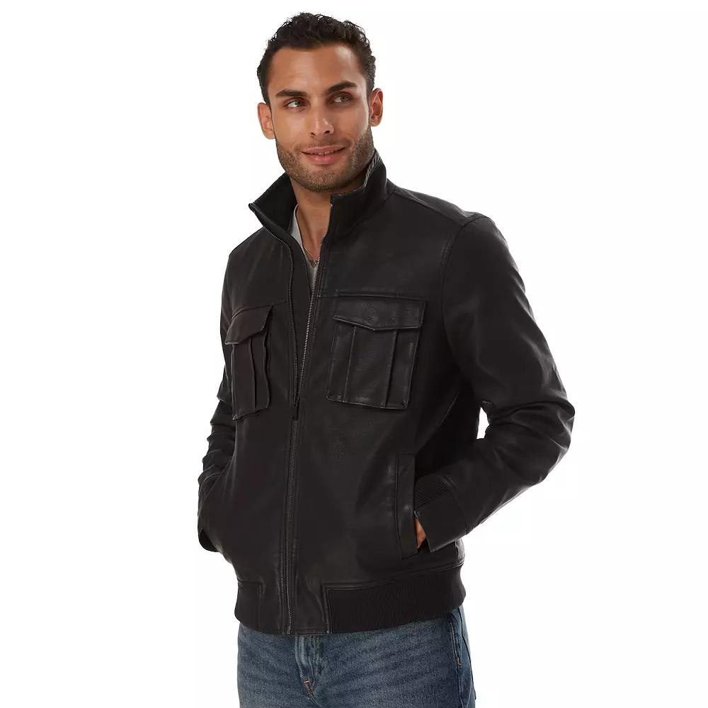 Men's Apt. 9® Faux Leather Bomber Jacket,  Product Image